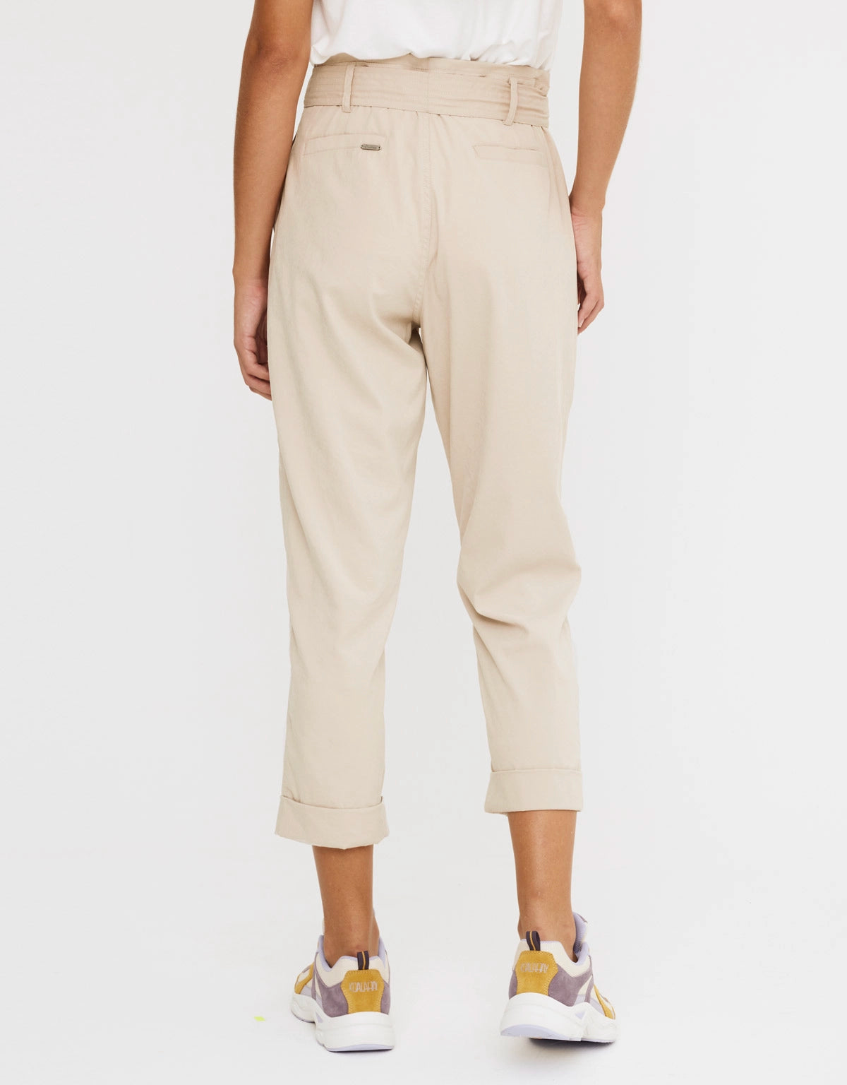Pantalon taille haute femme tendance VAÏANA couleur beige